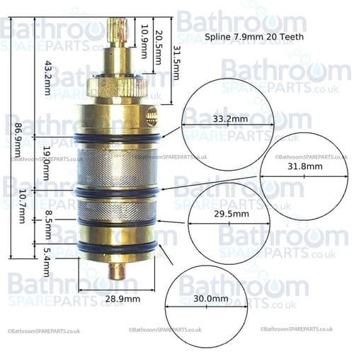 Abacus Thermostatic for pre-March 2017 VESK-65-0010 Shower Valves VESP-SK-0004