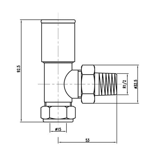 Abacus Ultima Arc 15mm Angled Chrome Valve ULRV-20-0505