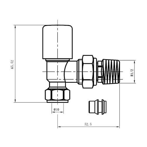 Abacus Ultima Wheelhead Angle Radiator Valve - Chrome 10mm ULRV-05-0505