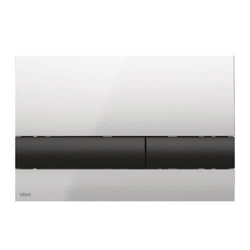 Alca Plast Basic 17 Flush Plate Inline Matt Chrome & Polished Black M1712-8