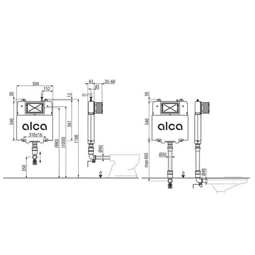 Alca Plast Basicmodul Slim Wall Concealed WC Cistern AM1112 Spare Parts