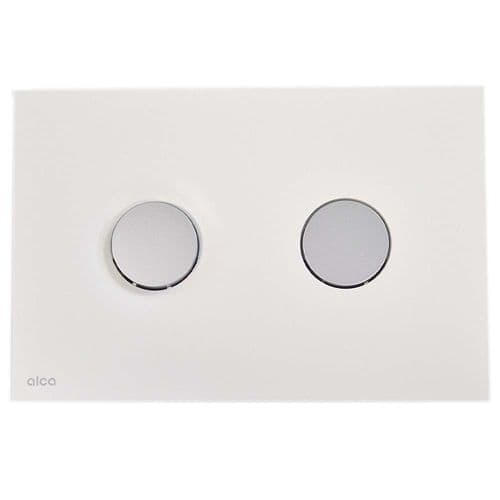 Alca Plast Dot Dot Flush Plate Matt White & Matt Chrome M1976-2