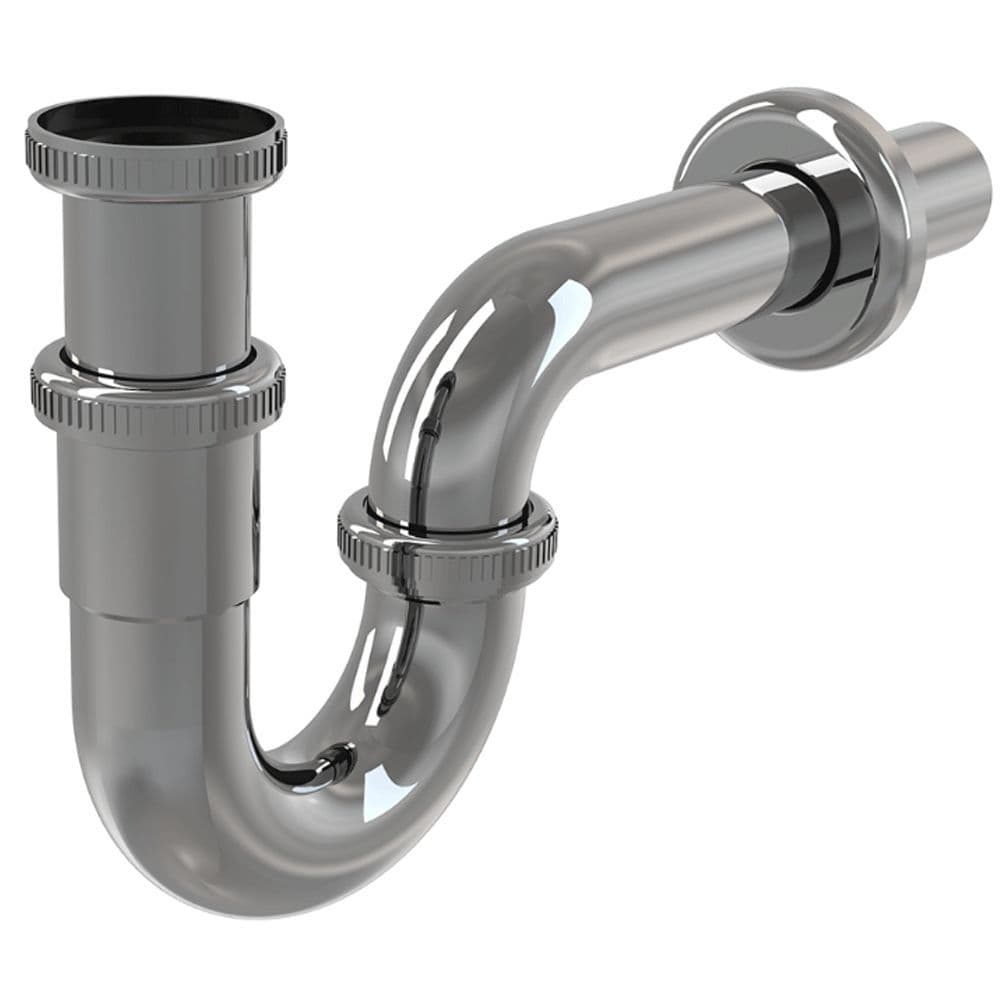 Alca Plast Extended Tubular Bidet Trap DN32 with G 5/4 Union Nut Chrome ...
