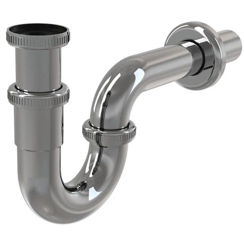 Alca Plast Extended Tubular Bidet Trap DN32 with G 5/4″ Union Nut Chrome-Plated Metal A45E