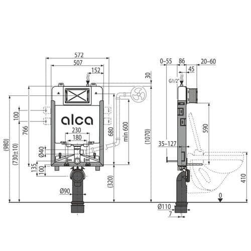 Alca Plast Renovmodul Slim Pre-Wall Installation System AM1115/1000 Spare Parts