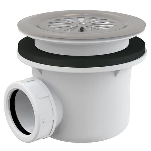 Alca Plast Shower Waste & Trap 90mm DN40 Ø115mm Grid Polished Stainless Steel A48
