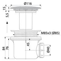Alca Plast Shower Waste & Trap 90mm DN40 Bronze-Antic A49ANTIC