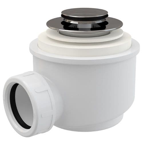 Alca Plast Shower Waste & Trap Click/Clack 50mm Outlet DN40 Ø42mm Plug Polished Chrome A465CK-50