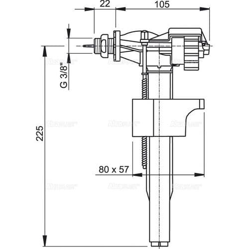 Alca Plast Side inlet fill valve metal thread A160P 3/8"