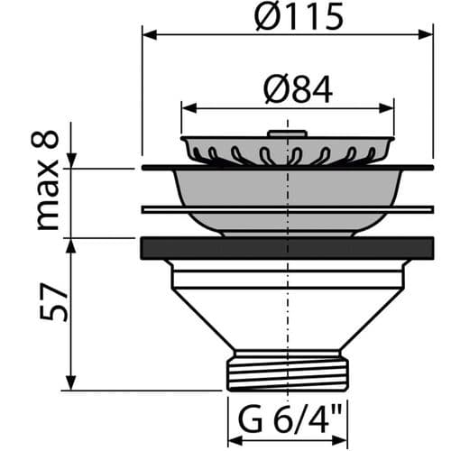 Alca Plast Sink Waste G 6/4″ with Ø115mm SS Grid A37