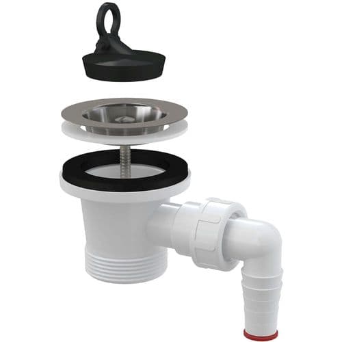 Alca Plast Sink Waste G 6/4″ With Ø17–23mm Connector Ø70mm SS Grid & Rubber Plug A33P