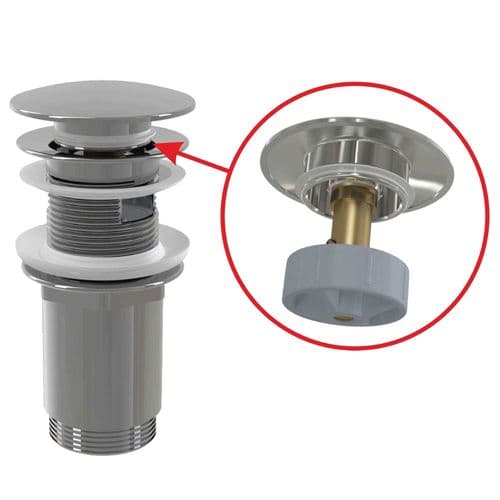 Alca Plast Wash-Basin Waste Click/Clack G 5/4" With Overflow Large Plug Polished Chrome A392C