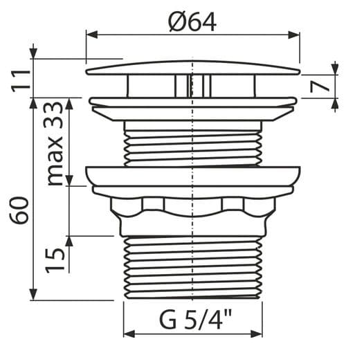 Alca Plast Wash-Basin Waste G 5/4" Lowered Without Overflow Polished Chrome A396SN