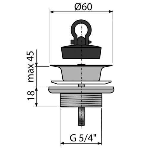 Alca Plast Wash-Basin Waste G 5/4" Metal & Rubber Plug A439