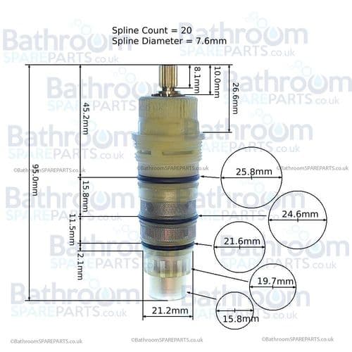 Alpi Thermostatic Shower Cartridge - Tapered Shaft CR-206C