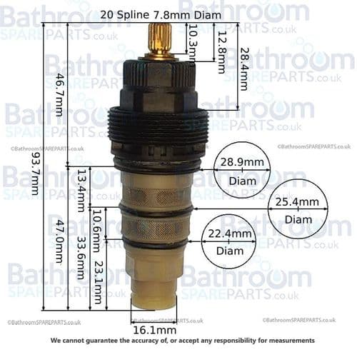 Alpi Thermostatic Shower Cartridge - Tapered Shaft CR-C3C