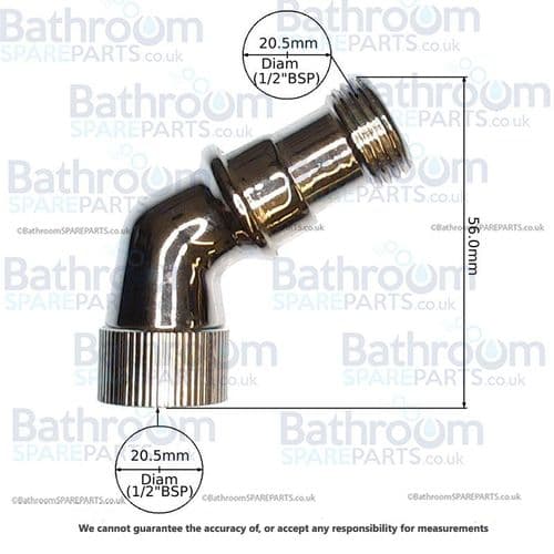 Angled 1/2" Chrome Hose Connector BSPCON102