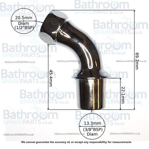 Angled 1/2" x 3/8" Chrome Hose Connector BSPCON110