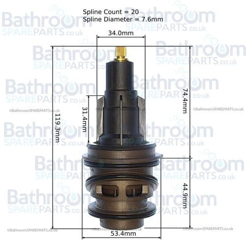 Aqata Thermostatic Cartridge For LNB205 Shower Valve LINCS50