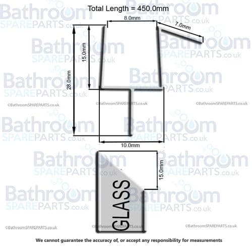 Aquaglass + 2 Door Quadrant Bottom Door Seal 8EQ15