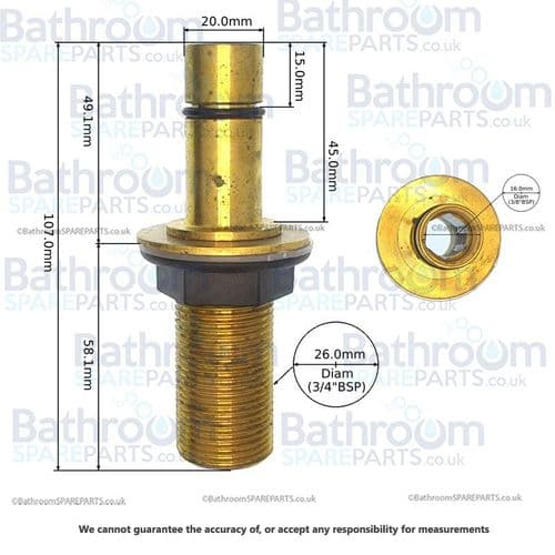 Aqualisa Fixed Head 1996-Current : Spigot kit for plastic arm 3/4" BSP x 20mm 164652