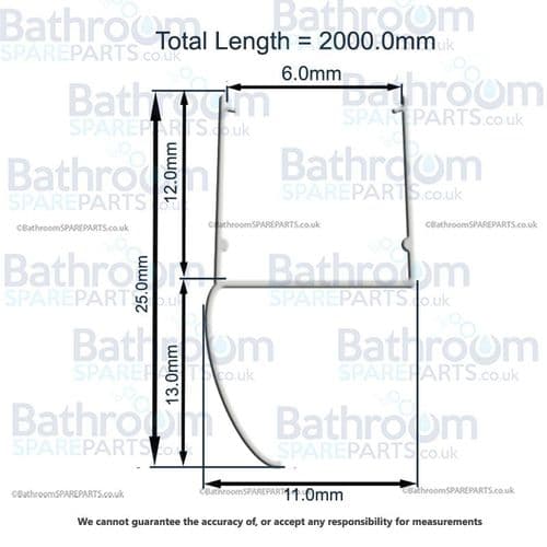 Aqualux 6mm Inline 2M Replacement Seal for Pivot Doors SL00098