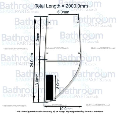 Aqualux 6mm Replacement seal for Pivot Door SL00053/SL00197