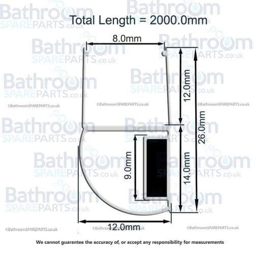 Aqualux 8mm Magnetic Parallel Seal For Pivot Door SL00188/SL00280