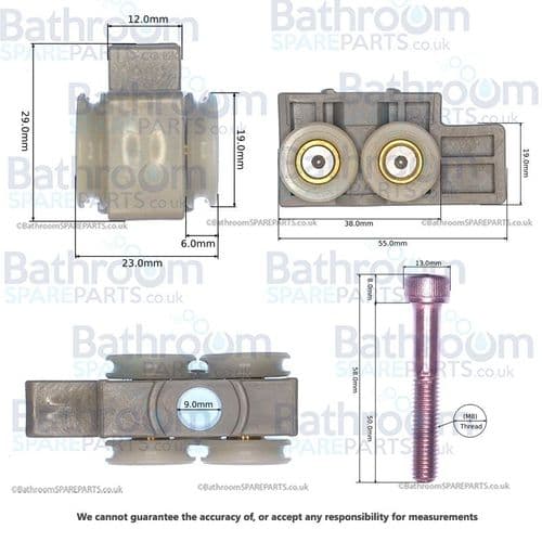 Aqualux Spares Fittings Pack Bifold Bearing SFP155