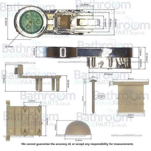 Aqualux Spares Fittings Pack, Covers & Fittings SFP039