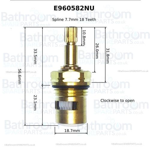 Armitage Shanks Alchemy 1/2inch Se Ceramic Disc Cartridge Anti Clockwise Close E960582NU