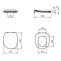 Armitage Shanks Contour 21 Splash 355mm Standard Close Toilet Seat & Cover White S453601