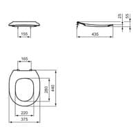 Armitage Shanks Contour 21 Splash 355mm Standard Close Toilet Seat Only White S454501