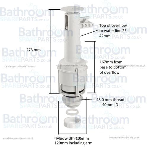 Armitage Shanks FLUSHVALVE -1.5inch 180H 180 O/F (Replaces SV01367, SV72267) SV90867