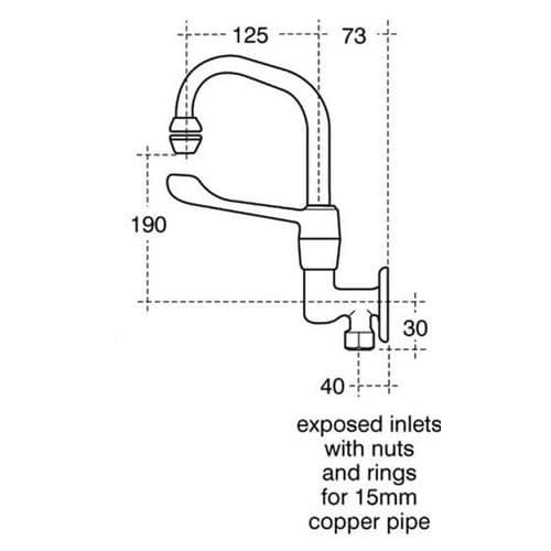 Armitage Shanks Markwik Swan Neck Spout & Anti Splash  for wall mixer - Chrome S961201AA