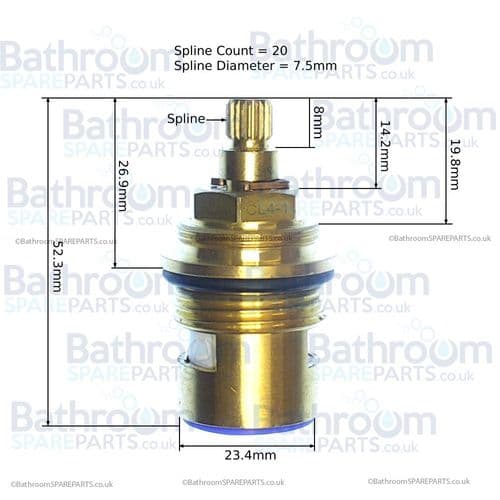 B.C Sanitan 3/4 Ceramic Disc Hot & Cold Cartridges CL4-1