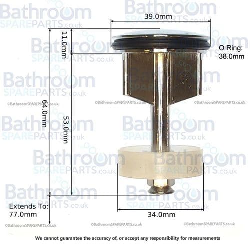 Basin or Bidet Pop up Plug Chrome PLU075 x 100