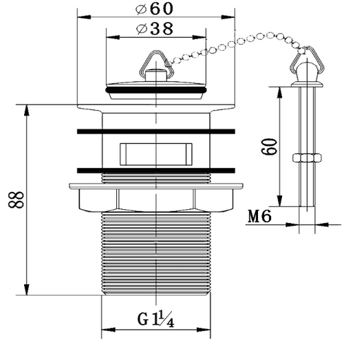 Basin Waste Chrome Plug w/ Basin Mate Seal, Slotted Tail 372391