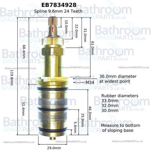 Bath Empire 120mm Thermostatic Shower Cartridge Replacement EB7834928