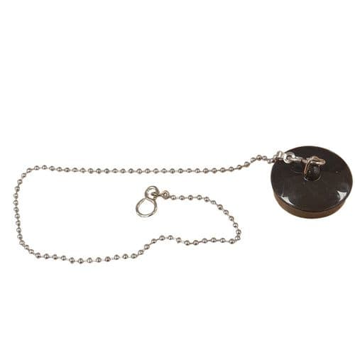 Bath Plastic Black Plug 1 3/4" With 18" Chrome Plated Ball Pattern Bath Chain EBPLUG040