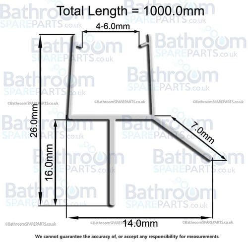 Bath Screen Seal  Metre Long To Suit 4-6mm Glass SEAL005
