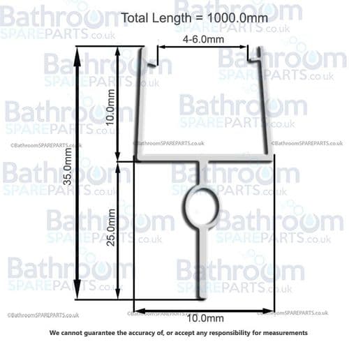 Bath Screen Seal  Metre Long To Suit 4-6mm Glass SEAL008