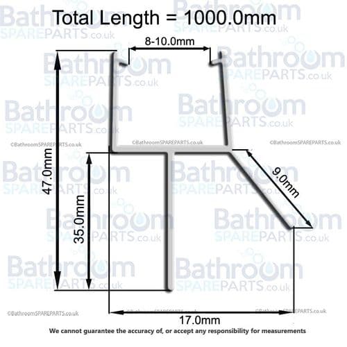 Bath Screen Seal Metre Long To Suit 8-10mm Glass SEAL044