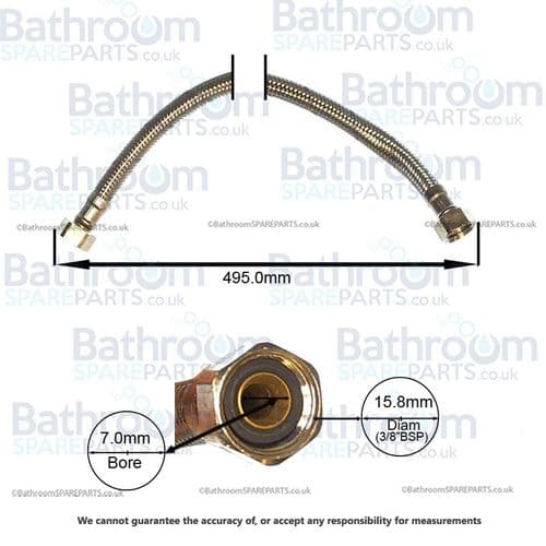 Bathroom Spare Parts 3/8 x 3/8" x 495mm Flexi Hose BSPHOSE7