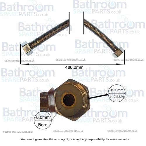 Bathroom Spare Parts Flexi Hose 1/2" x 1/2" BSP x 480mm BSPHOSE2