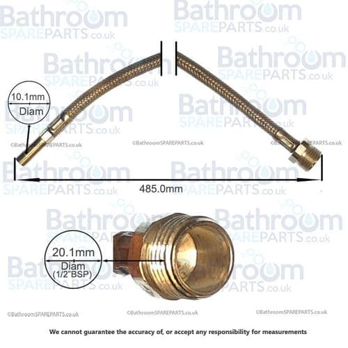 Bathroom Spare Parts Flexi Hose 10mm x 1/2" BSP x 485mm BSPHOSE21