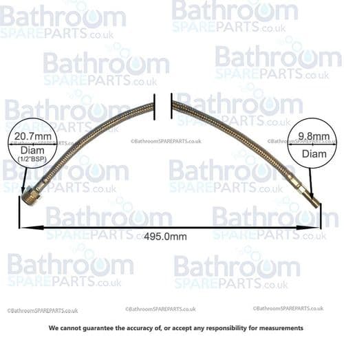 Bathroom Spare Parts Flexi Hose 9.8mm x 1/2" BSP x 495mm BSPHOSE28