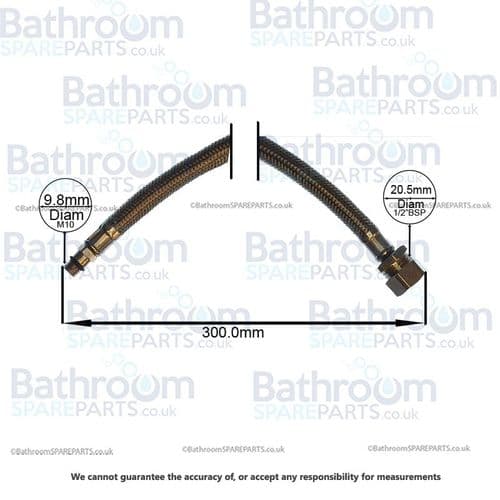 Bathroom Spare Parts Flexi Hose M10 x 1/2" BSP x 300mm BSPHOSE4
