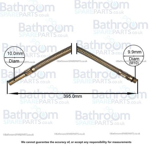 Bathroom Spare Parts Flexi Hose M10 x 10mm x 395mm BSPHOSE15