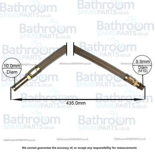 Bathroom Spare Parts Flexi Hose M10 x 10mm x 435mm  BSPHOSE16